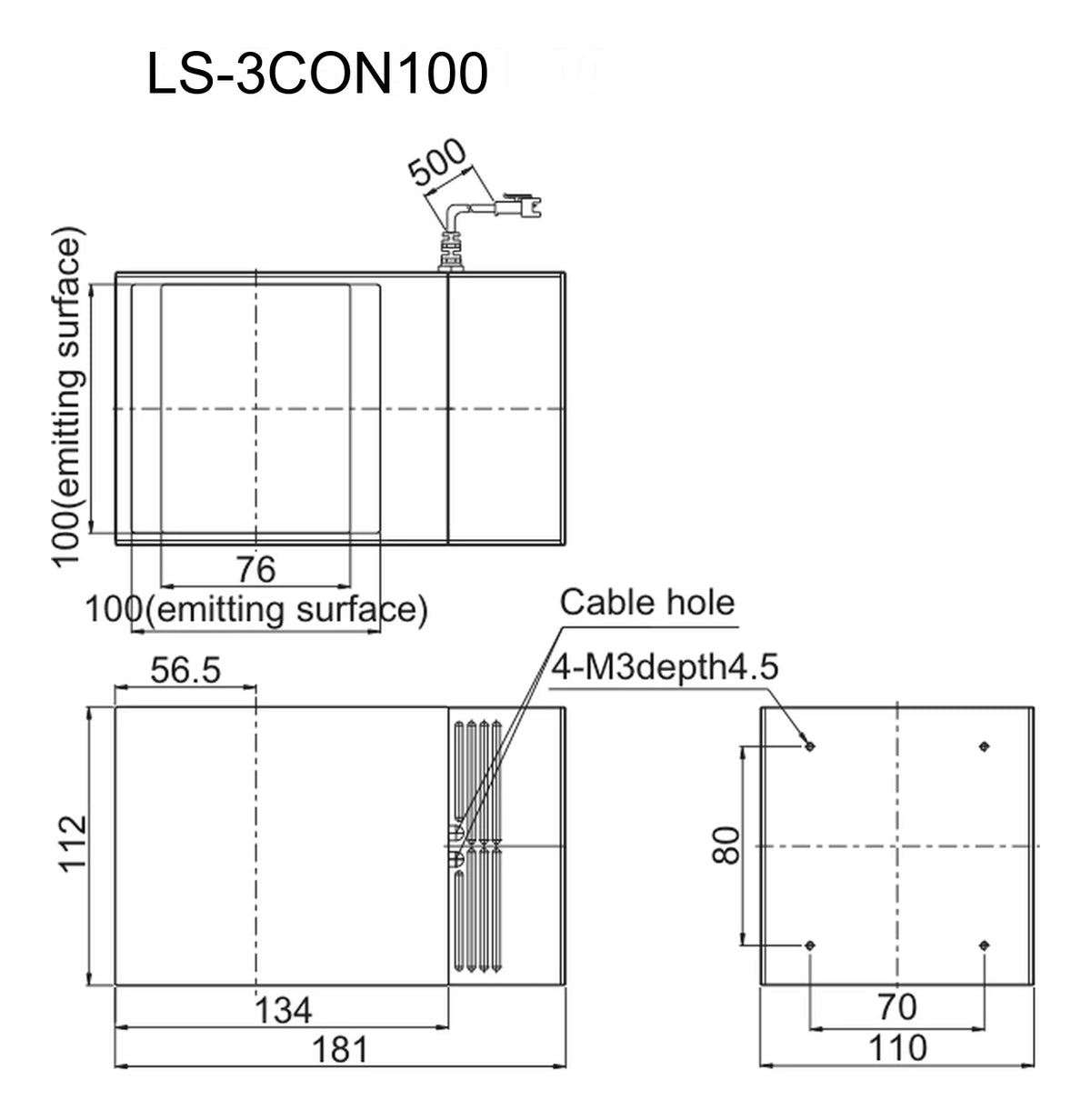 LS-3CON100 dimensions (mm)