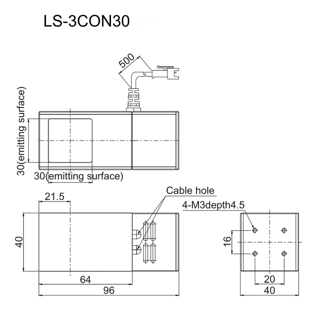 LS-3CON30 dimensions (mm)