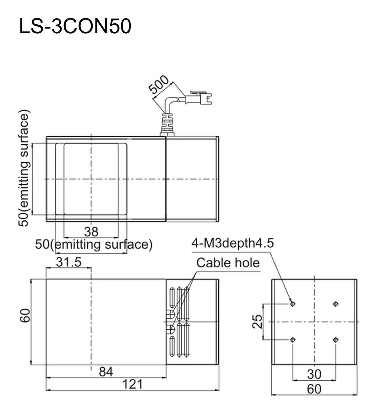 LS-3CON50 dimensions (mm)