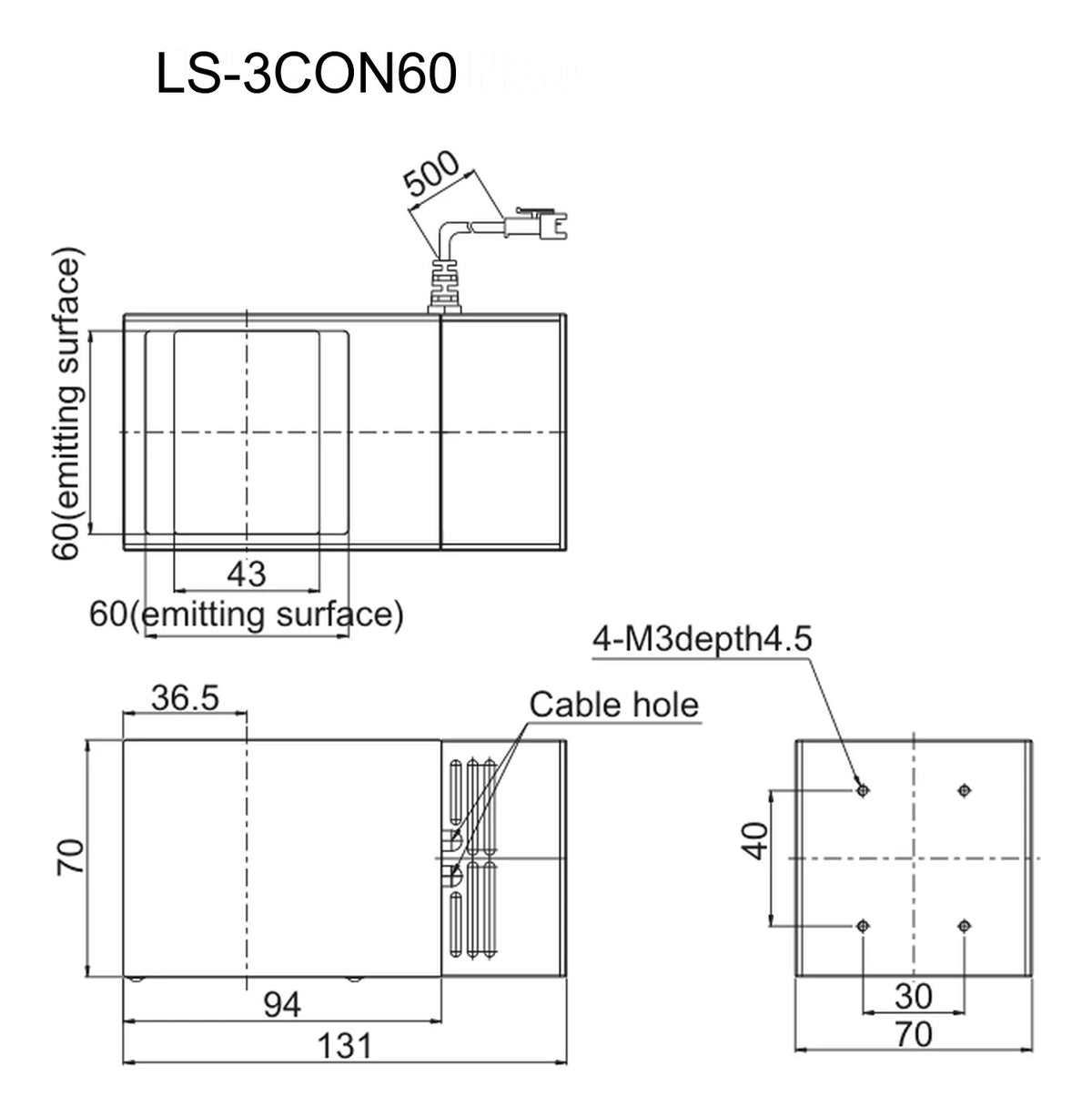 LS-3CON60 dimensions (mm)