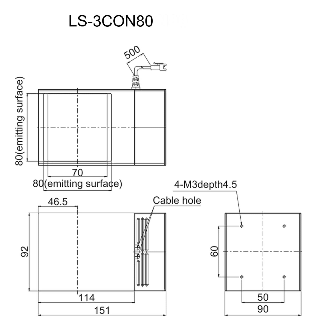 LS-3CON80 dimensions (mm)