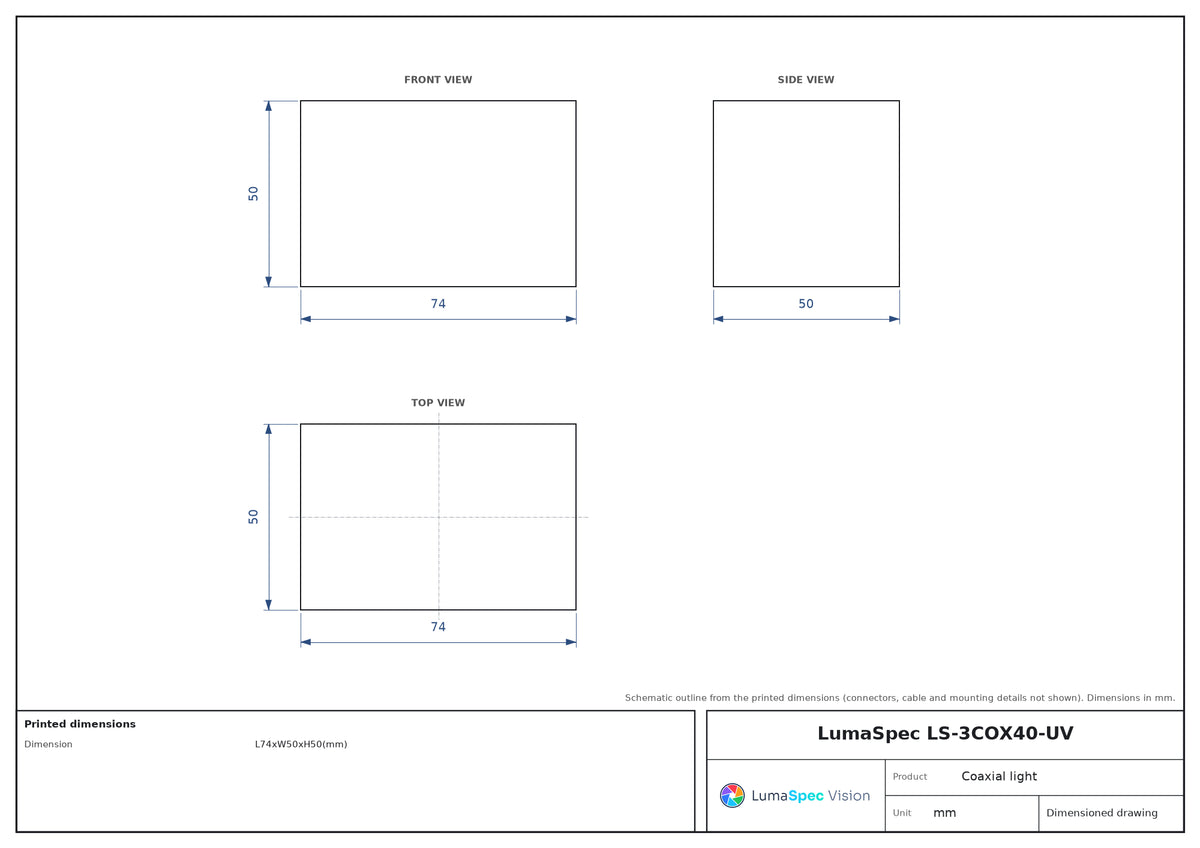 LS-3COX40-UV dimensions (mm)