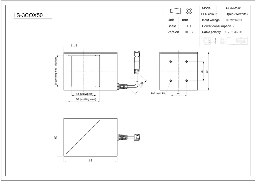 LS-3COX50-NIR dimensions (mm)
