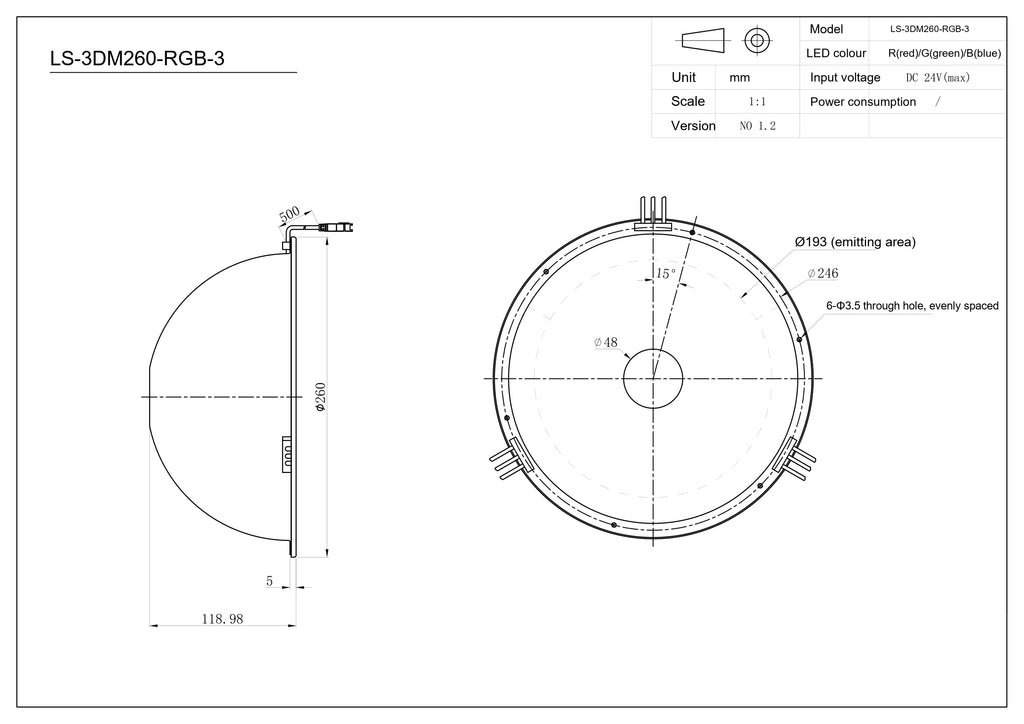 LS-3DM260-3 dimensions (mm)