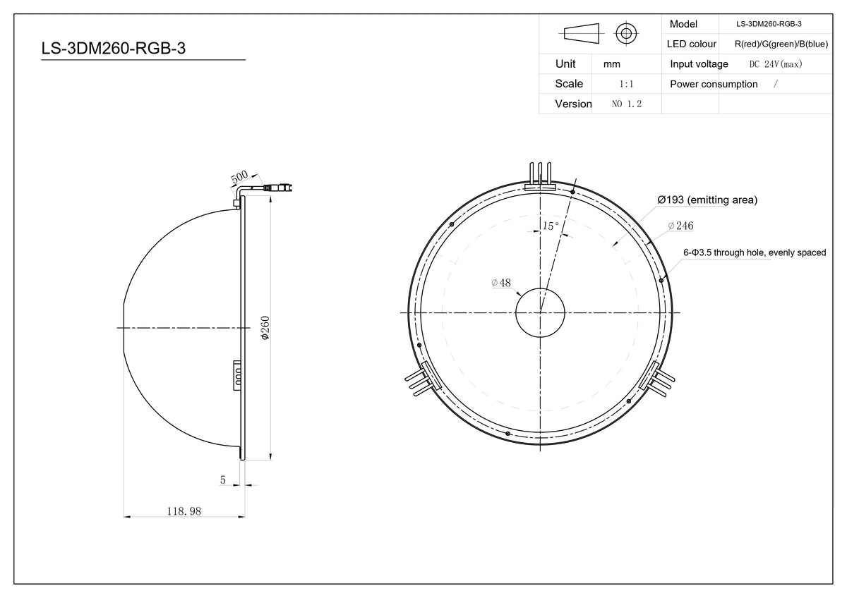 LS-3DM260-3 dimensions (mm)