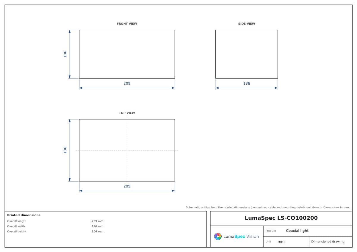LS-CO100200 dimensions (mm)
