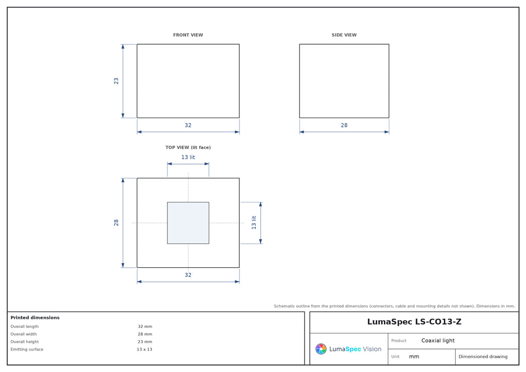 LS-CO13-Z dimensions (mm)