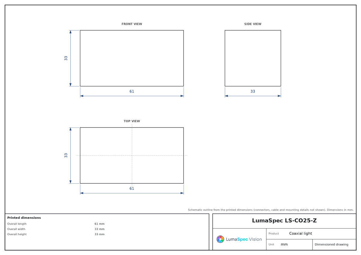 LS-CO25-Z dimensions (mm)