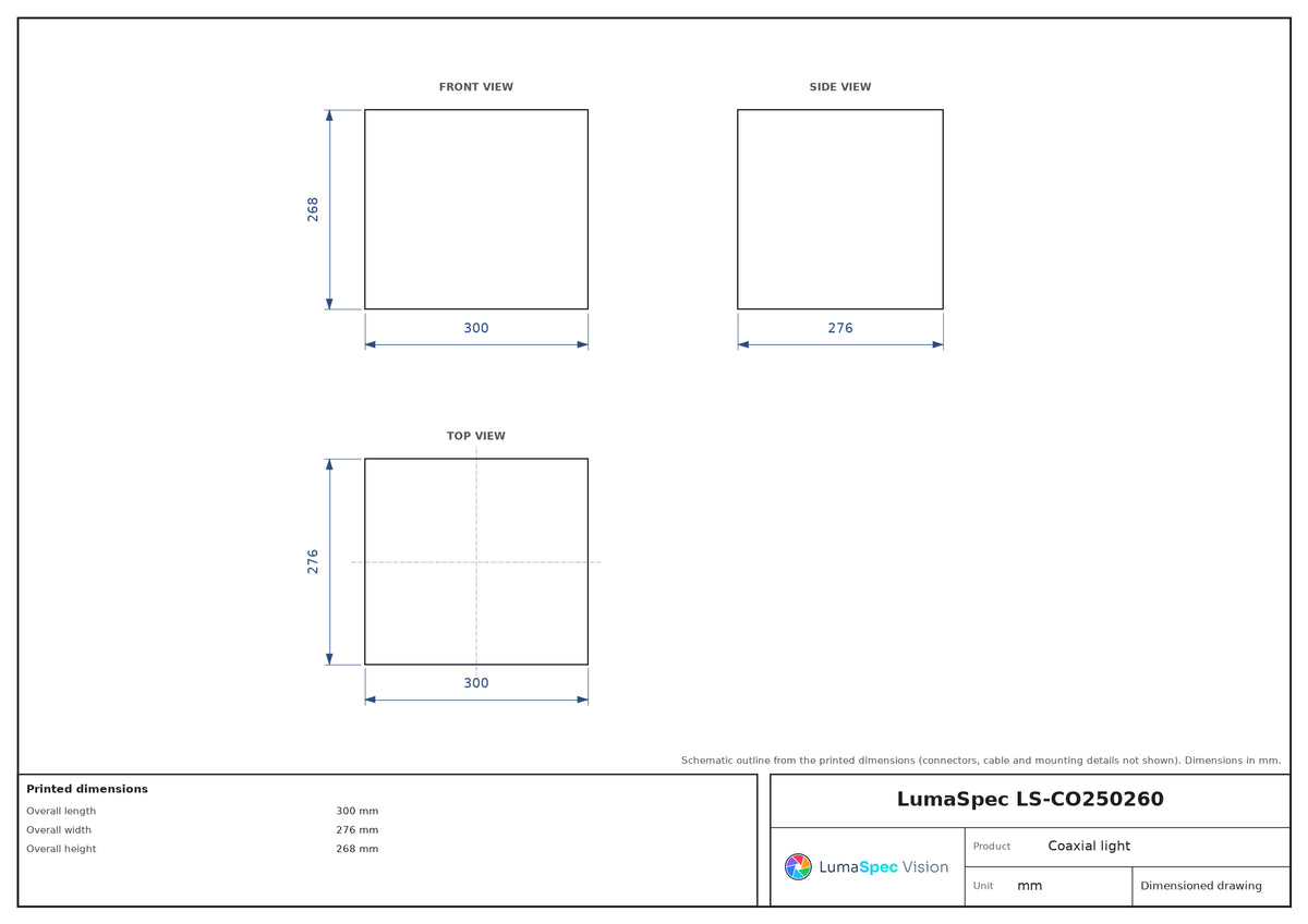 LS-CO250260 dimensions (mm)
