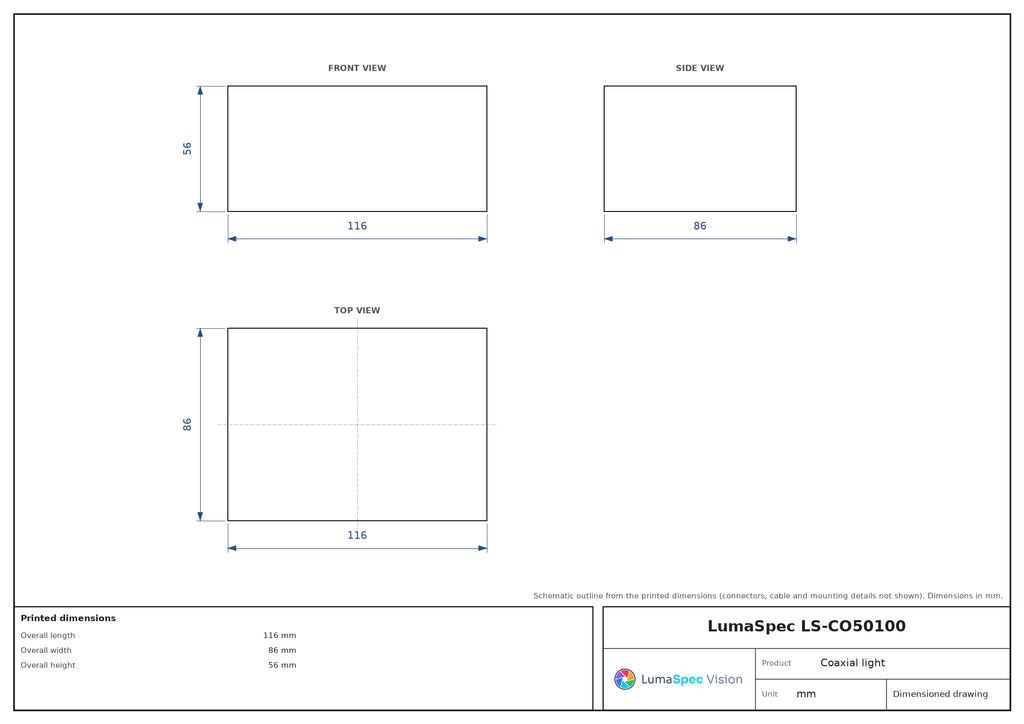 LS-CO50100 dimensions (mm)
