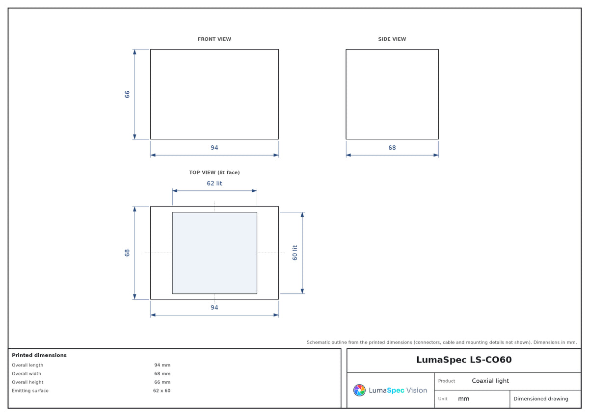 LS-CO60 dimensions (mm)