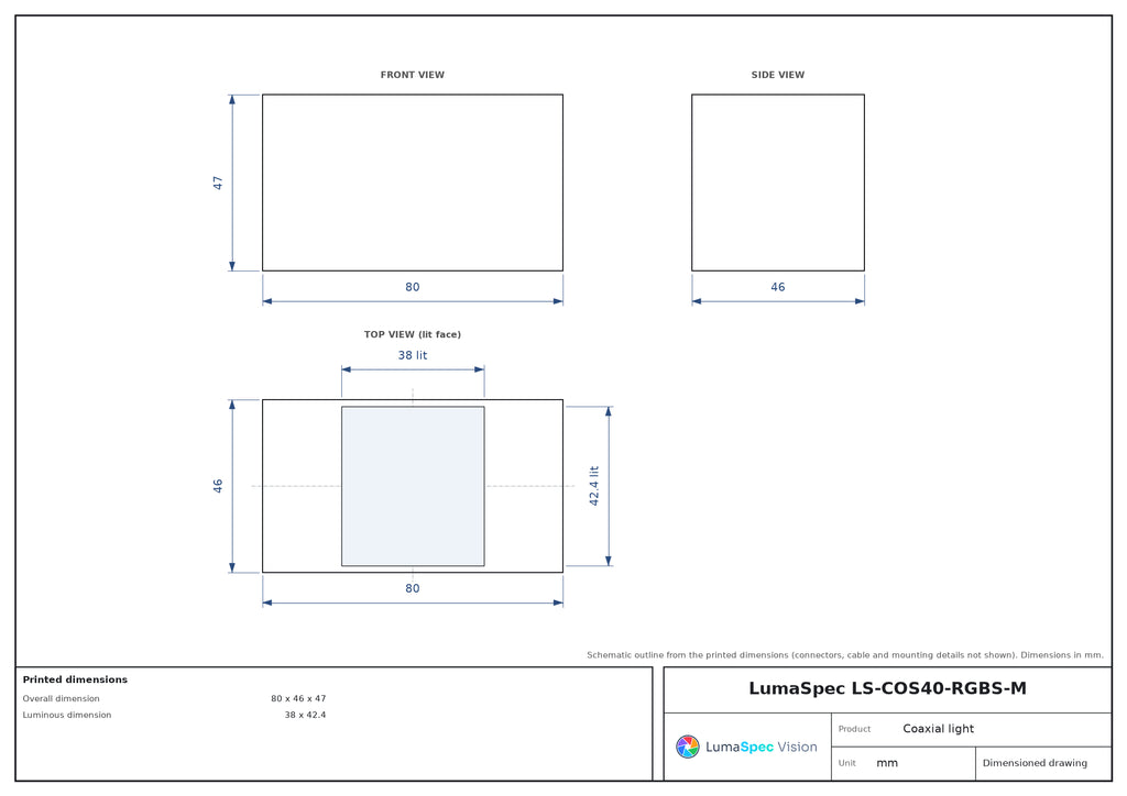 LS-COS40-RGBS-M dimensions (mm)