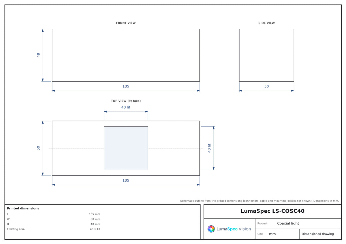 LS-COSC40 dimensions (mm)