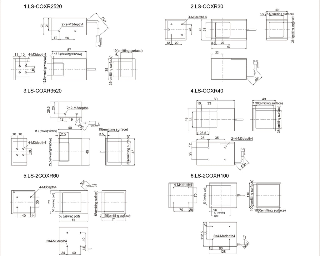 LS-COXR2520 dimensions (mm)