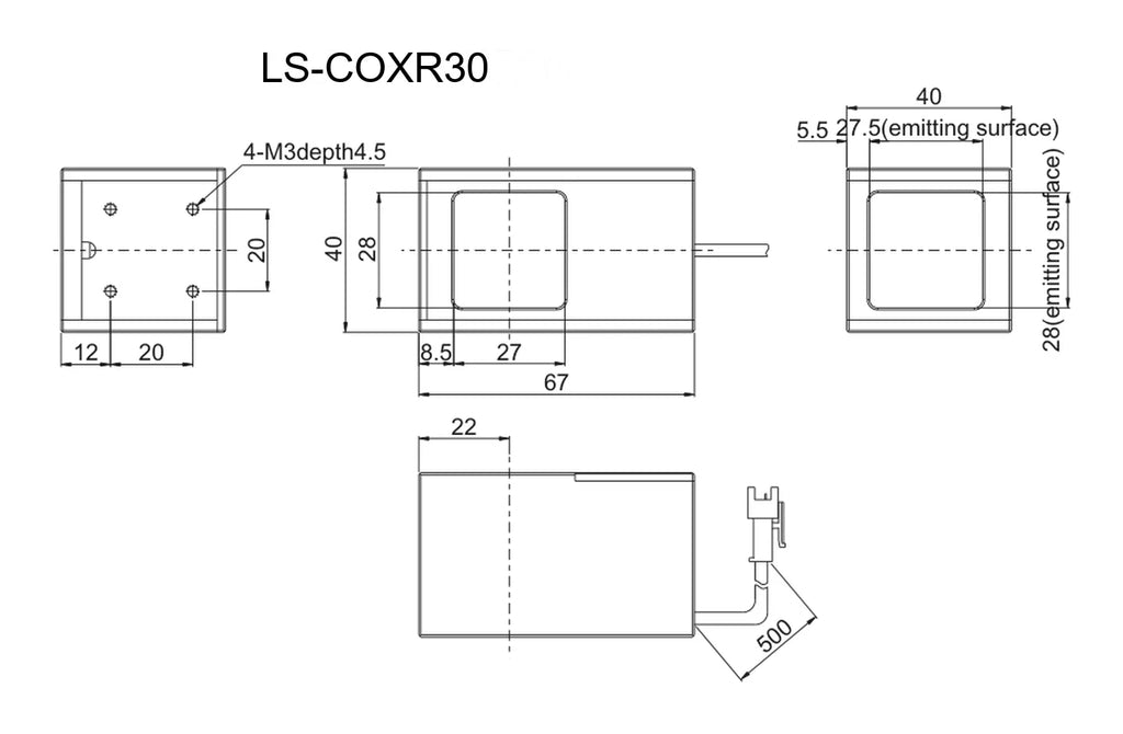 LS-COXR30 dimensions (mm)