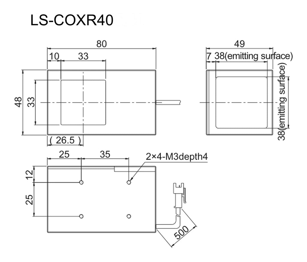 LS-COXR40 dimensions (mm)