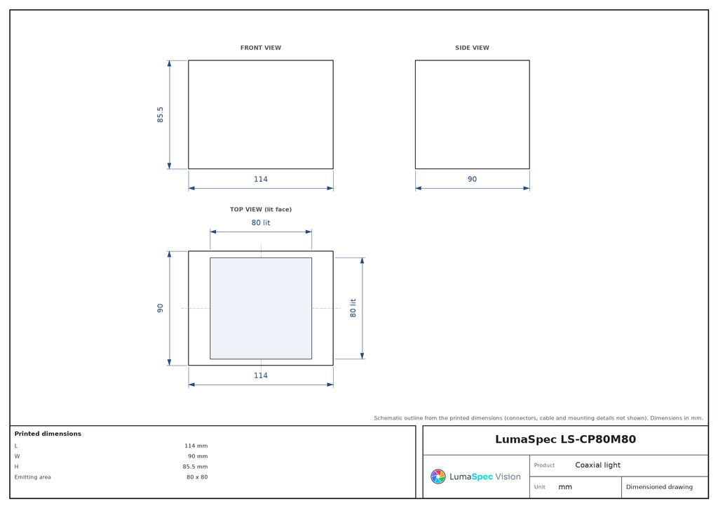 LS-CP80M80 dimensions (mm)