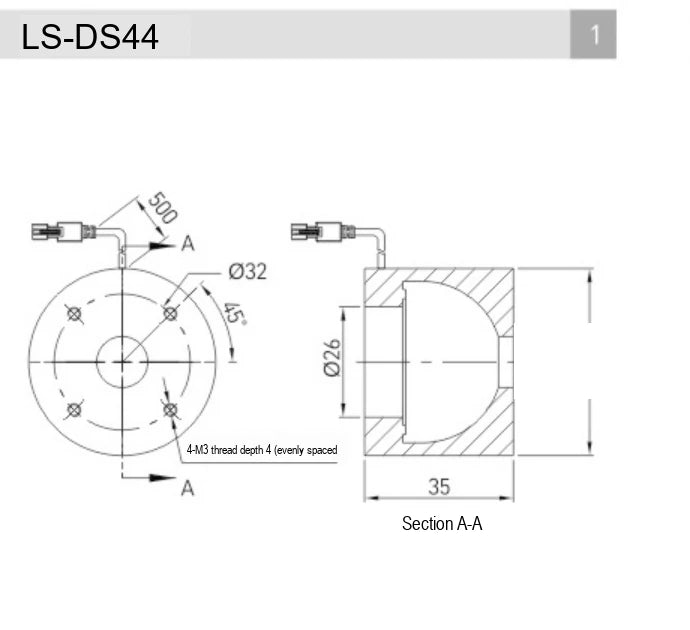 LS-DS44 dimensions (mm)