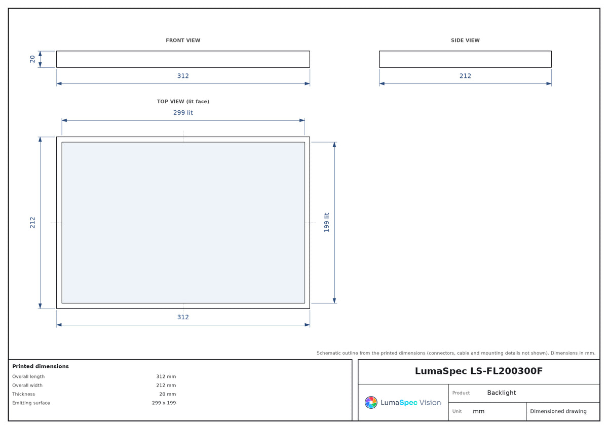 LS-FL200300F dimensions (mm)