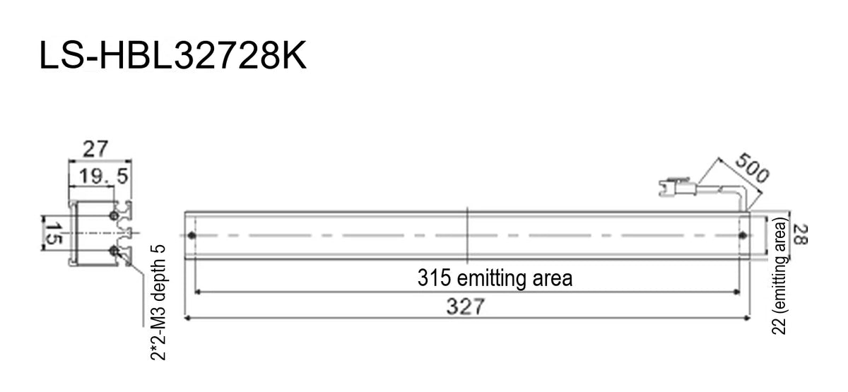 LS-HBL32728K dimensions (mm)
