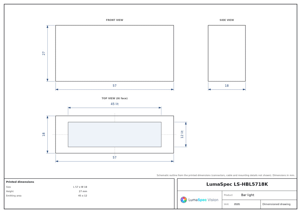 LS-HBL5718K dimensions (mm)