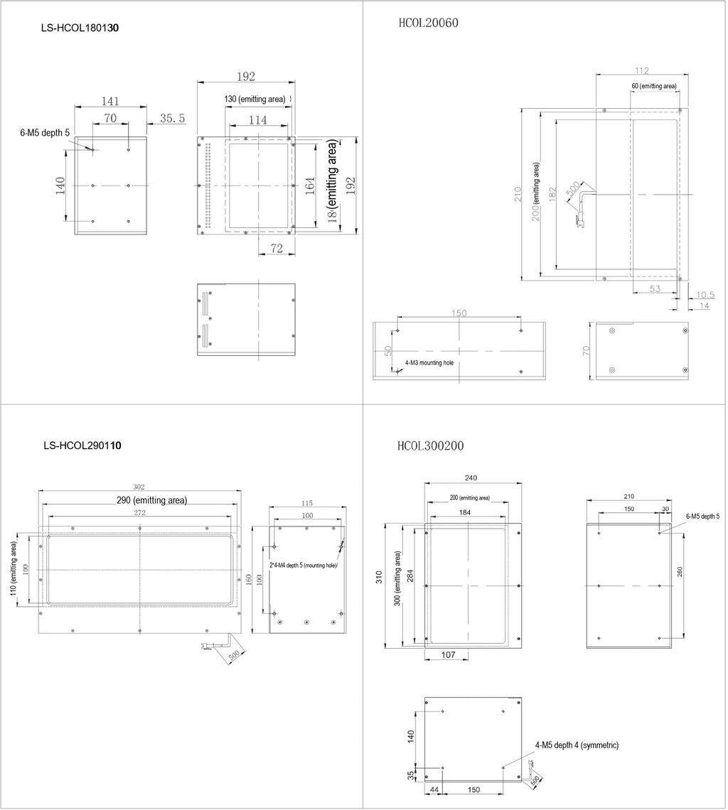 LS-HCOL180130 dimensions (mm)