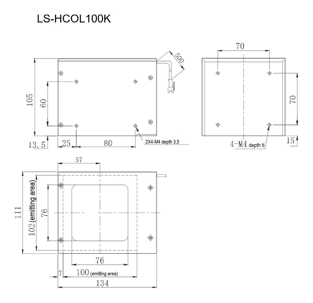 LS-HCOL100K dimensions (mm)