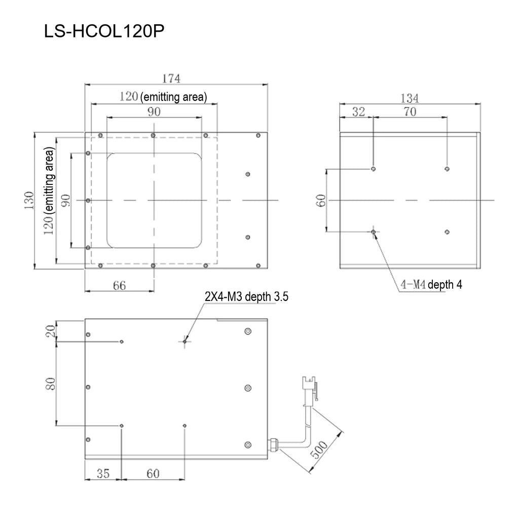 LS-HCOL120P dimensions (mm)