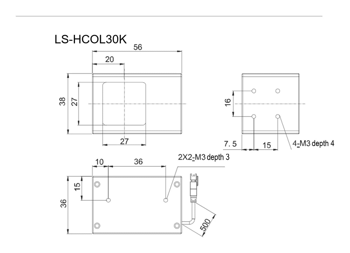 LS-HCOL30K dimensions (mm)