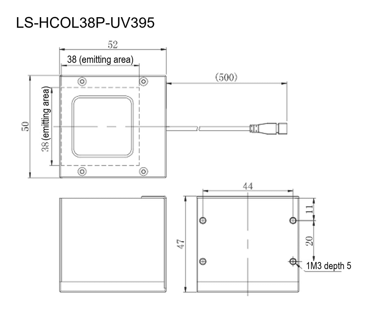 LS-HCOL38P-UV395 dimensions (mm)
