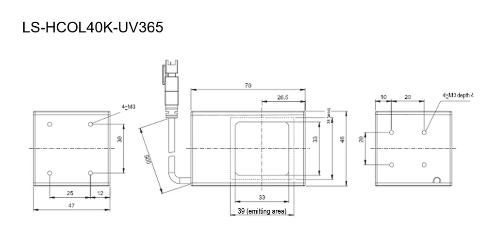 LS-HCOL40K-UV365 dimensions (mm)