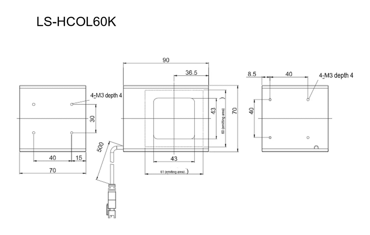 LS-HCOL60K dimensions (mm)