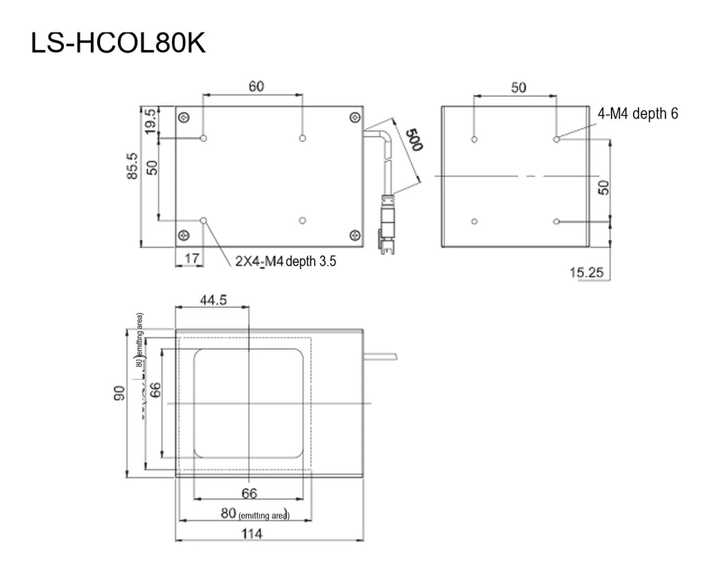 LS-HCOL80K dimensions (mm)