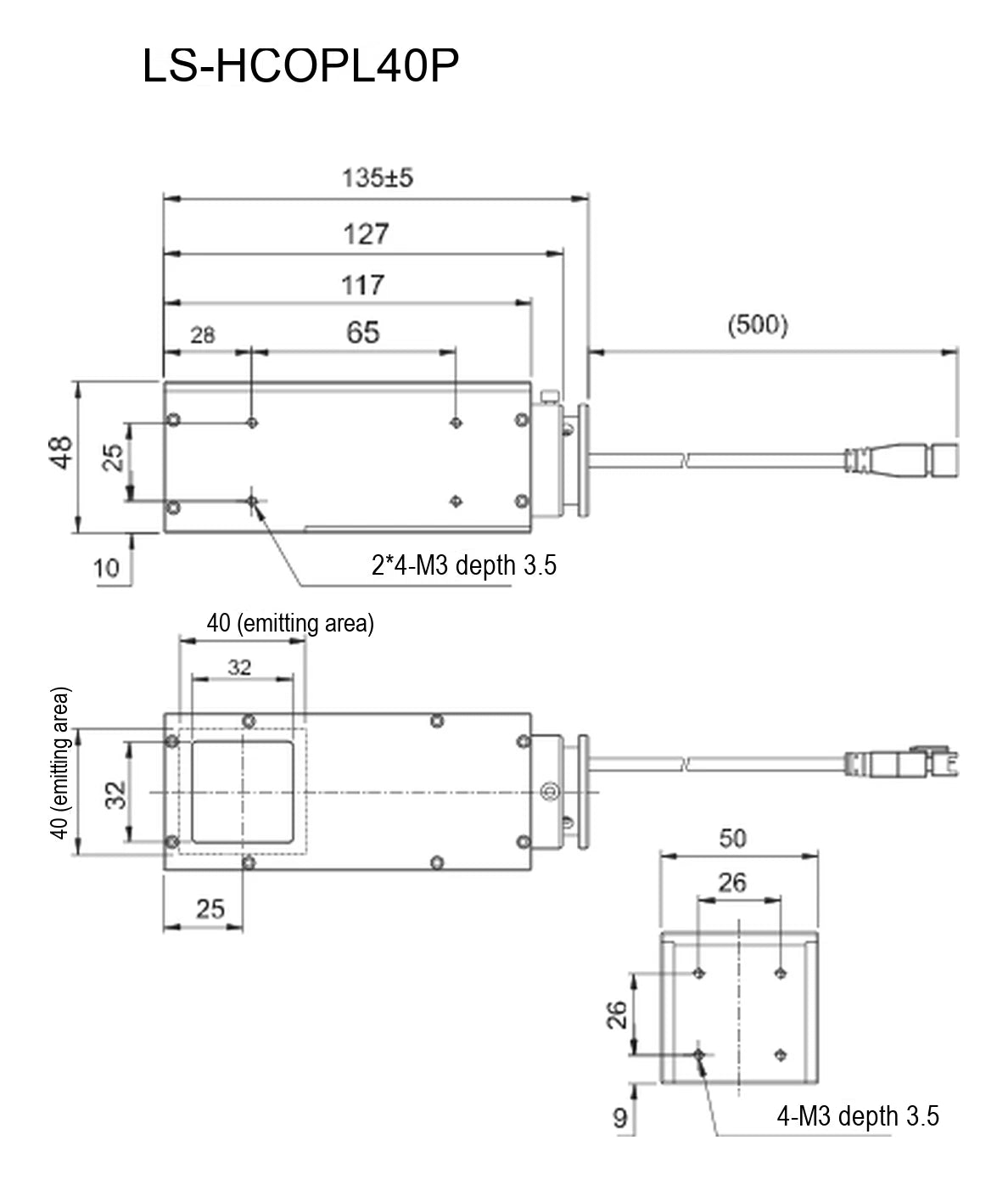 LS-HCOPL40P dimensions (mm)