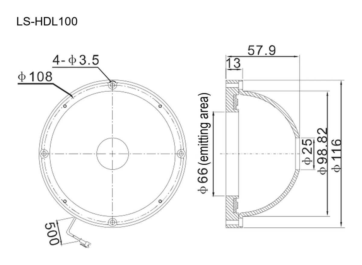 LS-HDL100 dimensions (mm)