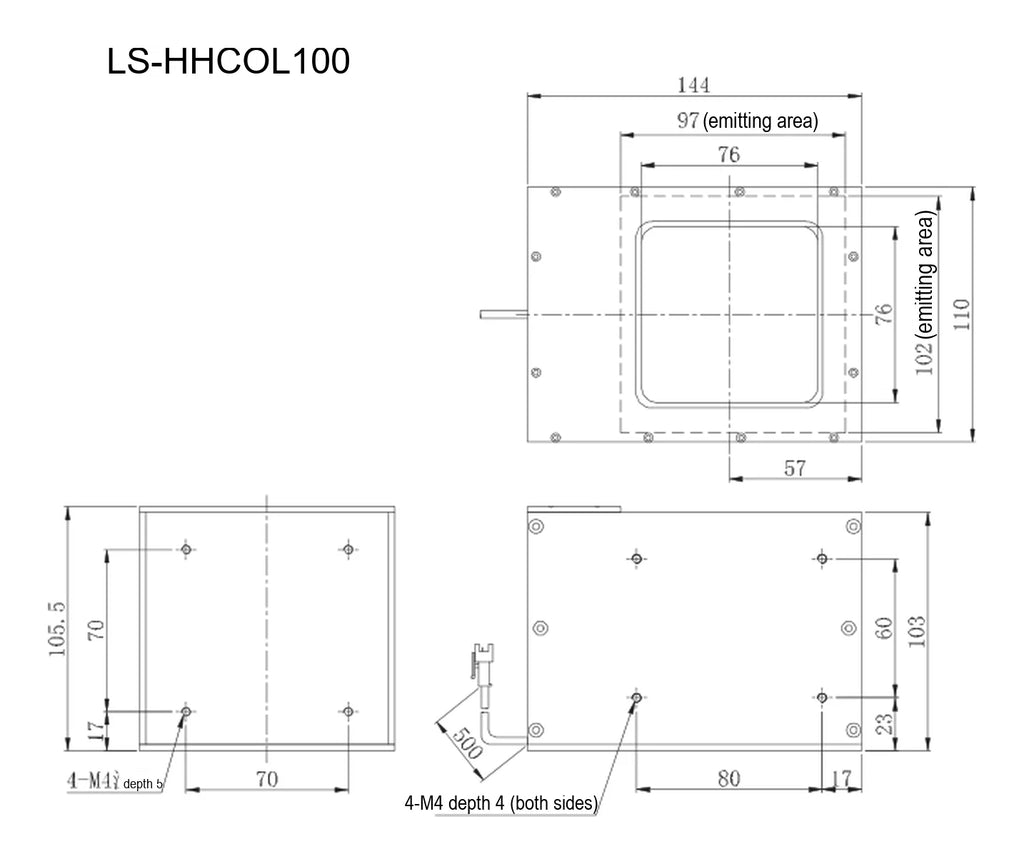 LS-HHCOL100 dimensions (mm)