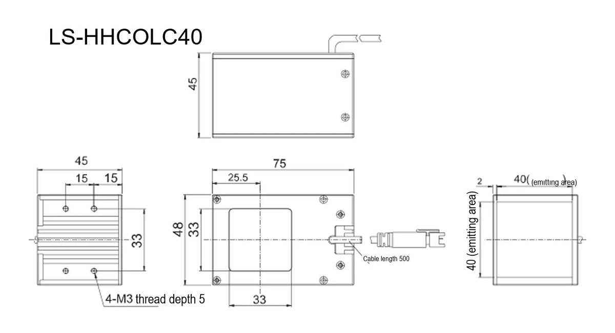 LS-HHCOLC40 dimensions (mm)