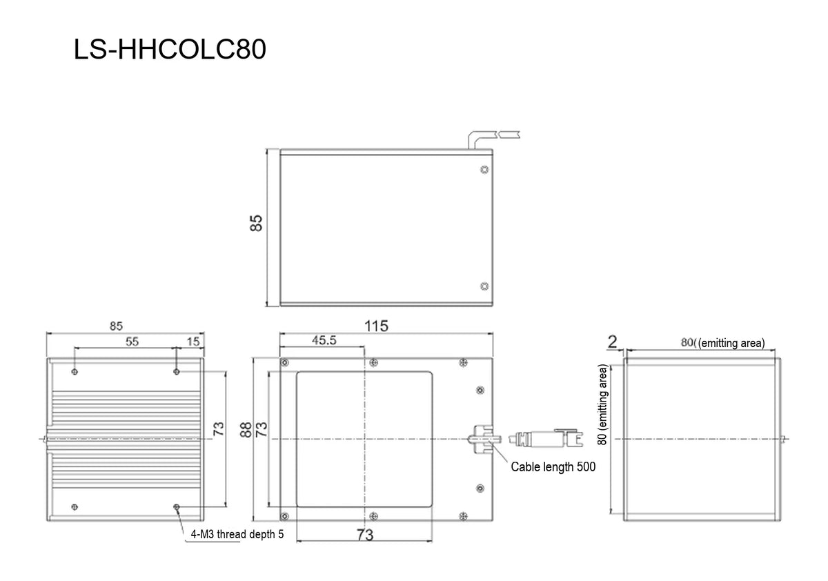 LS-HHCOLC80 dimensions (mm)