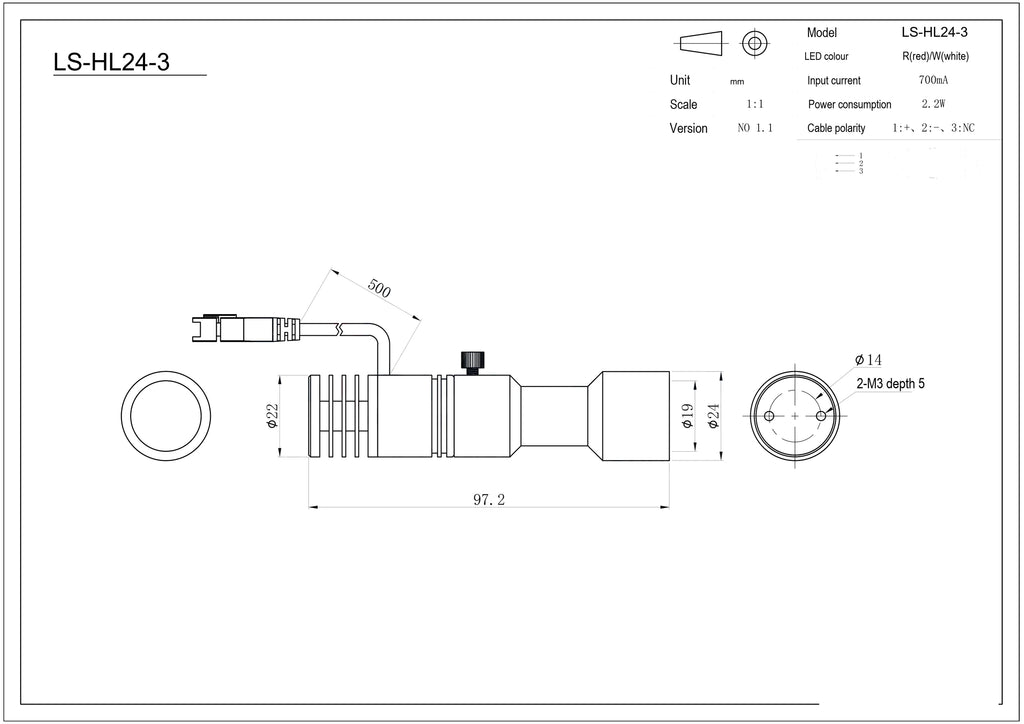 LS-HL24-3 dimensions (mm)