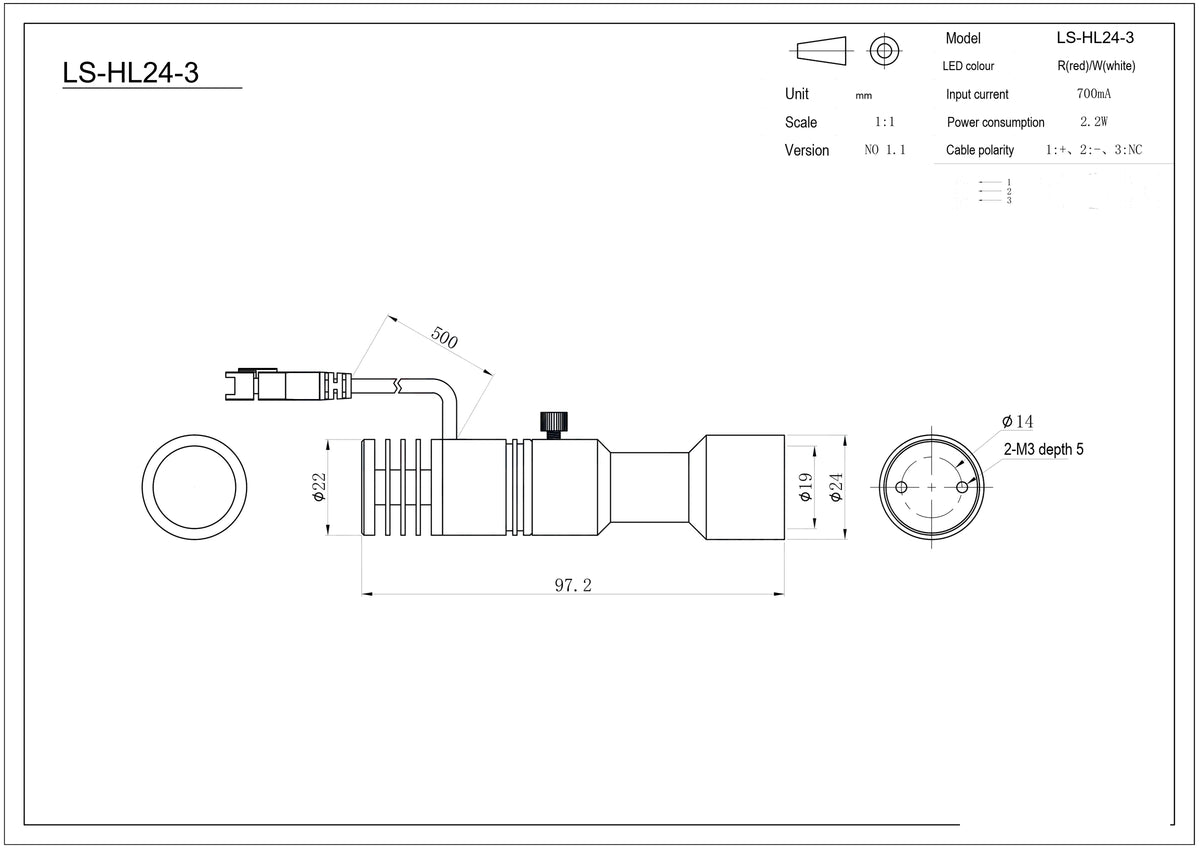 LS-HL24-3 dimensions (mm)