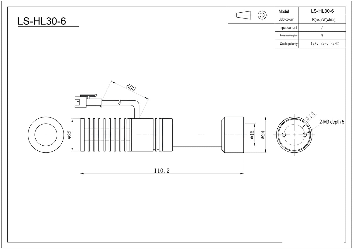 LS-HL30-6 dimensions (mm)