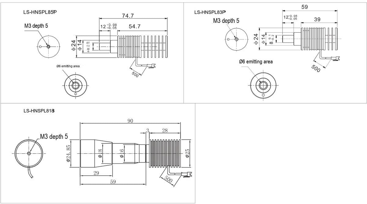 LS-HNSPL85P dimensions (mm)