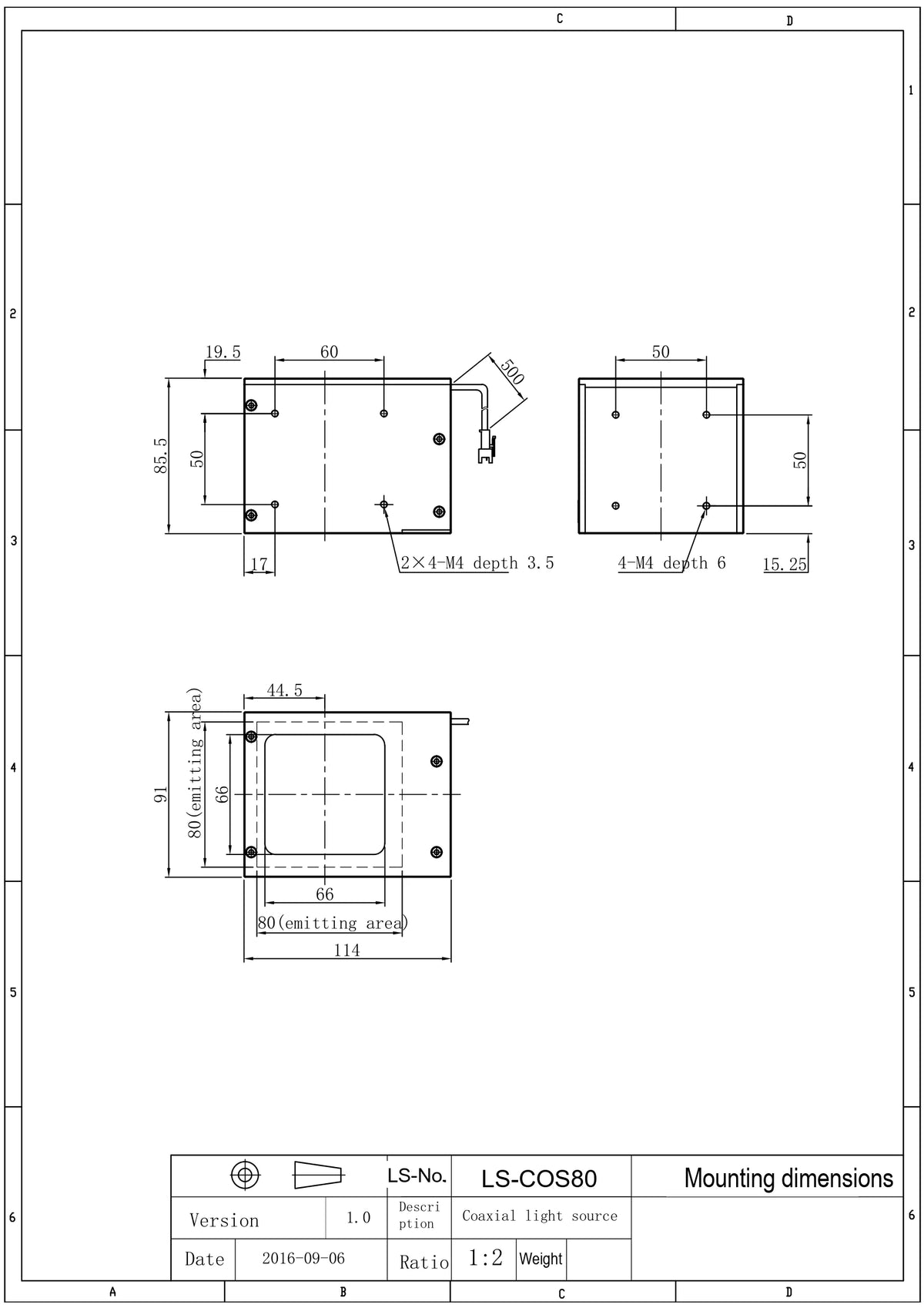 LS-COS80-IR940 dimensions (mm)