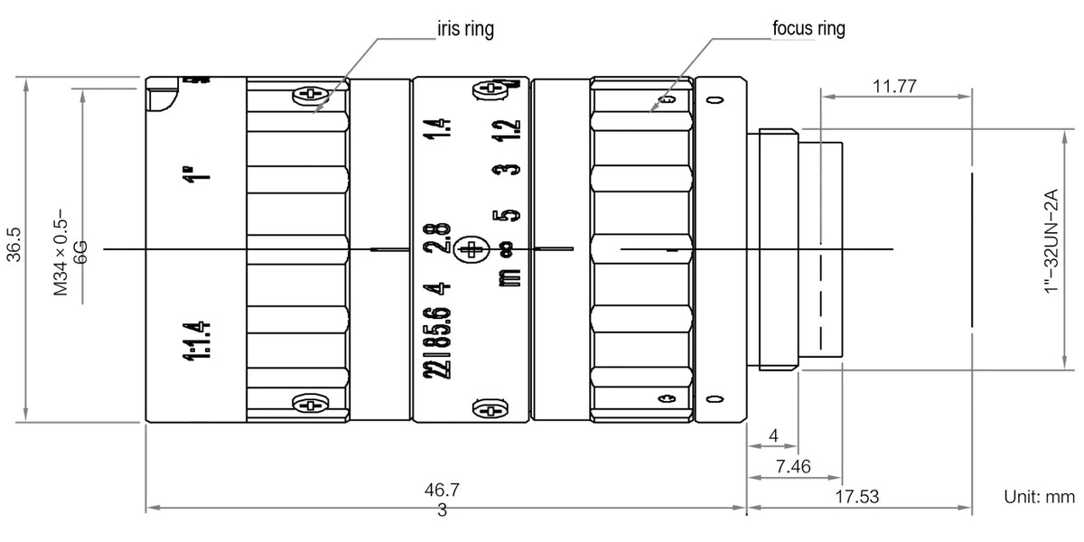 LS-KF3514M-5MP-NIR dimensions (mm)