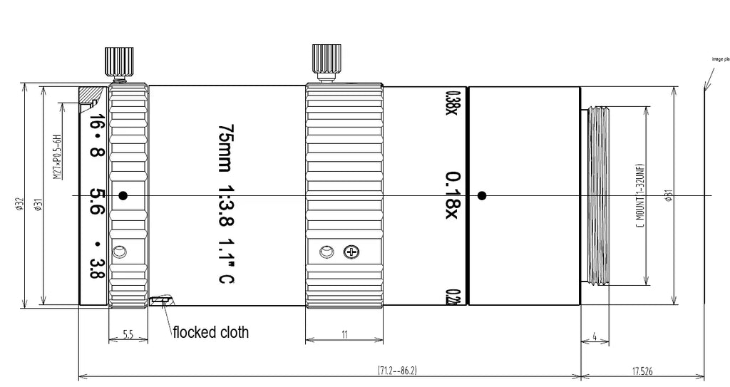 LS-KF7538M-ML dimensions (mm)
