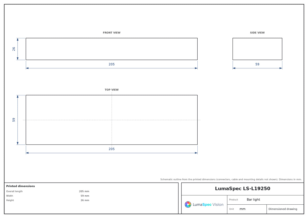 LS-L19250 dimensions (mm)