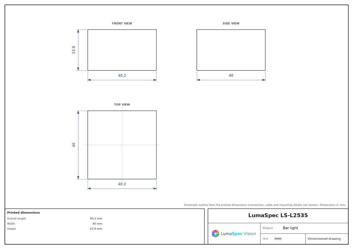 LS-L2535 dimensions (mm)
