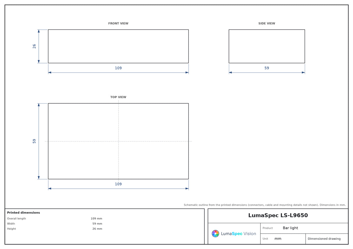 LS-L9650 dimensions (mm)