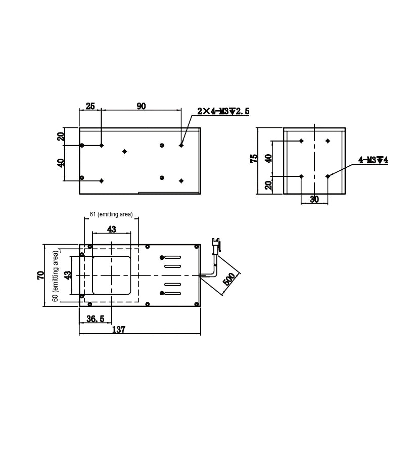 LS-LCDM-60-60-W dimensions (mm)