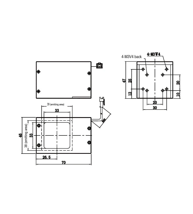 LS-LCDS-40-40-W dimensions (mm)
